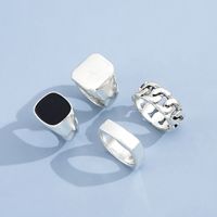 Punk Hip Hop Trend Ring Set Europe And America Cross Border Vintage Geometric Metal Ring Four-piece Ring Set main image 6