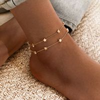 European And American Jewelry Fashion Retro Double Layered Simple Anklet With Five-pointed Star main image 2