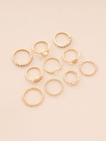 Foreign Trade Hot Selling Personalized Simple Geometric Round Eight-character Leaves Corrugated Ribon Diamond Retro Knuckle Ring 10 Pcs Set main image 3