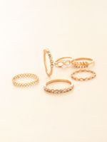 Foreign Trade Hot Selling Personalized Simple Geometric Round Eight-character Leaves Corrugated Ribon Diamond Retro Knuckle Ring 10 Pcs Set main image 4