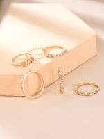 Foreign Trade Hot Selling Personalized Simple Geometric Round Eight-character Leaves Corrugated Ribon Diamond Retro Knuckle Ring 10 Pcs Set main image 5