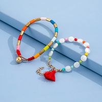 Bohemian Style New Paint Color Splicing Tube Pearl Tassel Bracelet Fashion Two-piece Set main image 5