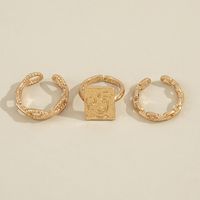European And American Accessories Fashion Retro Smiling Face Opening Personality Trend Plain Ring Three-piece Set main image 3