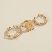 European And American Accessories Fashion Retro Smiling Face Opening Personality Trend Plain Ring Three-piece Set main image 4