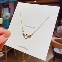 Zircon Little Wing Circle Pendant Necklace Female Titanium Steel Design Sense Clavicle Necklace Ins Cold Wind Net Red Jewelry main image 4