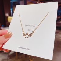 Zircon Little Wing Circle Pendant Necklace Female Titanium Steel Design Sense Clavicle Necklace Ins Cold Wind Net Red Jewelry main image 5
