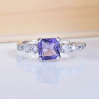 Square Diamond Amethyst Open Ring Small And Versatile Color Treasure Ring main image 3