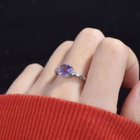 Square Diamond Amethyst Open Ring Small And Versatile Color Treasure Ring main image 6