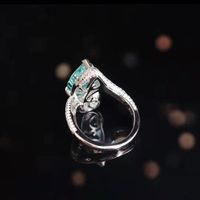 Live Broadcast New Simulation Palaiba Tourmaline Ring Big Carat Water Drop Pear-shaped Synthetic Colored Gems Open Ring main image 3