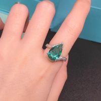 Live Broadcast New Simulation Palaiba Tourmaline Ring Big Carat Water Drop Pear-shaped Synthetic Colored Gems Open Ring main image 5