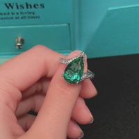 Live Broadcast New Simulation Palaiba Tourmaline Ring Big Carat Water Drop Pear-shaped Synthetic Colored Gems Open Ring main image 6