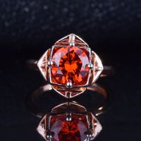 New Imitation Pigeon Blood Red Color Treasure Rose Gold Two-tone Electroplating Rose Open Ring main image 1