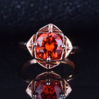 New Imitation Pigeon Blood Red Color Treasure Rose Gold Two-tone Electroplating Rose Open Ring main image 2