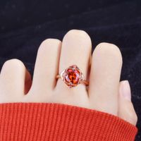 New Imitation Pigeon Blood Red Color Treasure Rose Gold Two-tone Electroplating Rose Open Ring main image 5
