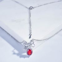 Design Garnet Red Zircon Bow Necklace Korean Style Ins Niche Temperament Clavicle Chain main image 3