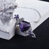 Queen Truncheon Necklace New Light Luxury Queen Style Millennium Cutting Amethyst Pendant Colored Gems Ornament Delivery main image 3
