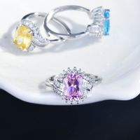 European And American Light Luxury Pink Diamond Yellow Diamond Sapphire Open Ring main image 4
