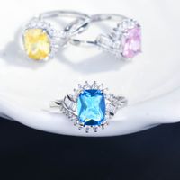 European And American Light Luxury Pink Diamond Yellow Diamond Sapphire Open Ring main image 5