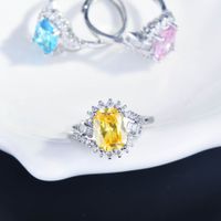 European And American Light Luxury Pink Diamond Yellow Diamond Sapphire Open Ring main image 6