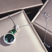 Cross-border Supply Jewelry Set Super Shiny Diamond Zircon Quality Princess Pendant Large Carat Emerald Colored Gems Necklace main image 6