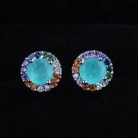 Fashion Colorful Zircon Earrings Copper Earrings Wholesale main image 5
