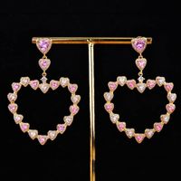 Fashion Creative Design Color Zircon Earrings Heart-shaped Copper Earrings main image 1