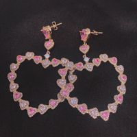 Fashion Creative Design Color Zircon Earrings Heart-shaped Copper Earrings main image 3