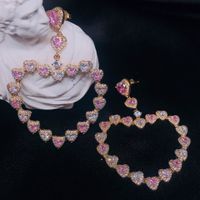 Fashion Creative Design Color Zircon Earrings Heart-shaped Copper Earrings main image 4