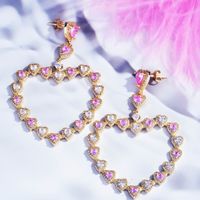 Fashion Creative Design Color Zircon Earrings Heart-shaped Copper Earrings main image 5