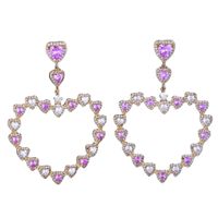 Fashion Creative Design Color Zircon Earrings Heart-shaped Copper Earrings main image 6