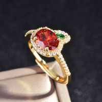 Tik Tok Live Stream Popular Orange-red Unfalling Stone Radish Ring Fenda Stone Paparazha Colored Gems Open Ring main image 4