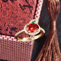 Tik Tok Live Stream Popular Orange-red Unfalling Stone Radish Ring Fenda Stone Paparazha Colored Gems Open Ring main image 5