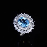 New Inlaid Natural Topaz Ring Carbon Zircon Topaz Ring main image 4
