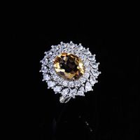 New Inlaid Natural Topaz Ring Carbon Zircon Topaz Ring main image 3