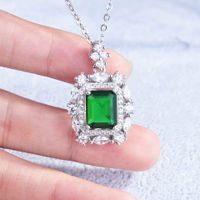 New Luxury Square Diamond Micro-encrusted Emerald Cut Bracelet Earrings Pendant main image 6