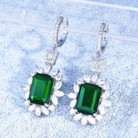 New Luxury Square Diamond Micro-encrusted Emerald Cut Bracelet Earrings Pendant main image 5