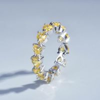 Zhenrong Live Broadcast New Heart-shaped Yellow Diamond Artificial High Carbon Rhinestone Ring Foreign Trade Europe And America Cross Border Pink Diamond Women's Opening Ring main image 1