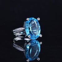 Cross-border Imitation Sapphire European And American Blue Ring Amethyst Color Zircon Copper Ring main image 4