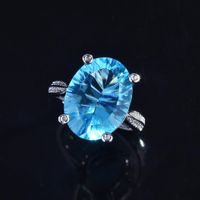 Cross-border Imitation Sapphire European And American Blue Ring Amethyst Color Zircon Copper Ring main image 5