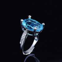 Cross-border Imitation Sapphire European And American Blue Ring Amethyst Color Zircon Copper Ring main image 6