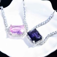 New Fashion Color Jewelry Simulation Argyle Pink Diamond Micro-inlaid Baguette Bracelet Female main image 6
