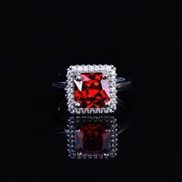 Cross-border European And American Foreign Trade Valentine Gift Fashion Princess Square Bag Diamond Ring Micro Inlaid Zircon Ruby Open Ring main image 1