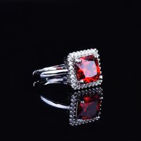 Cross-border European And American Foreign Trade Valentine Gift Fashion Princess Square Bag Diamond Ring Micro Inlaid Zircon Ruby Open Ring main image 3