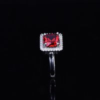Cross-border European And American Foreign Trade Valentine Gift Fashion Princess Square Bag Diamond Ring Micro Inlaid Zircon Ruby Open Ring main image 4