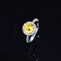 Neue Mode Einfacher Runder Moissan-diamant-morganit-sonnenuntergang-steinfarbe Offener Ring main image 4