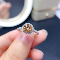 Neue Mode Einfacher Runder Moissan-diamant-morganit-sonnenuntergang-steinfarbe Offener Ring main image 6