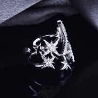 Niche Designer Original All-matching Personalized Ornament Pentagram Ring Ins Style Hipster Zircon Open Ring main image 3