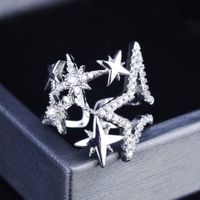 Niche Designer Original All-matching Personalized Ornament Pentagram Ring Ins Style Hipster Zircon Open Ring main image 4