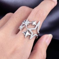 Niche Designer Original All-matching Personalized Ornament Pentagram Ring Ins Style Hipster Zircon Open Ring main image 6