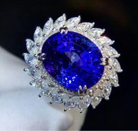 Royal Blue Tanzanite Open Ring Plated White Gold Micro-inlaid Luxury Jewellery main image 3